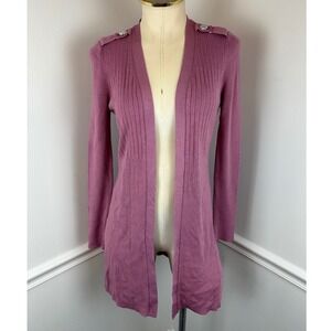WHITE HOUSE BLACK MARKET Long Lightweight Purple Open Front Cardigan | XS